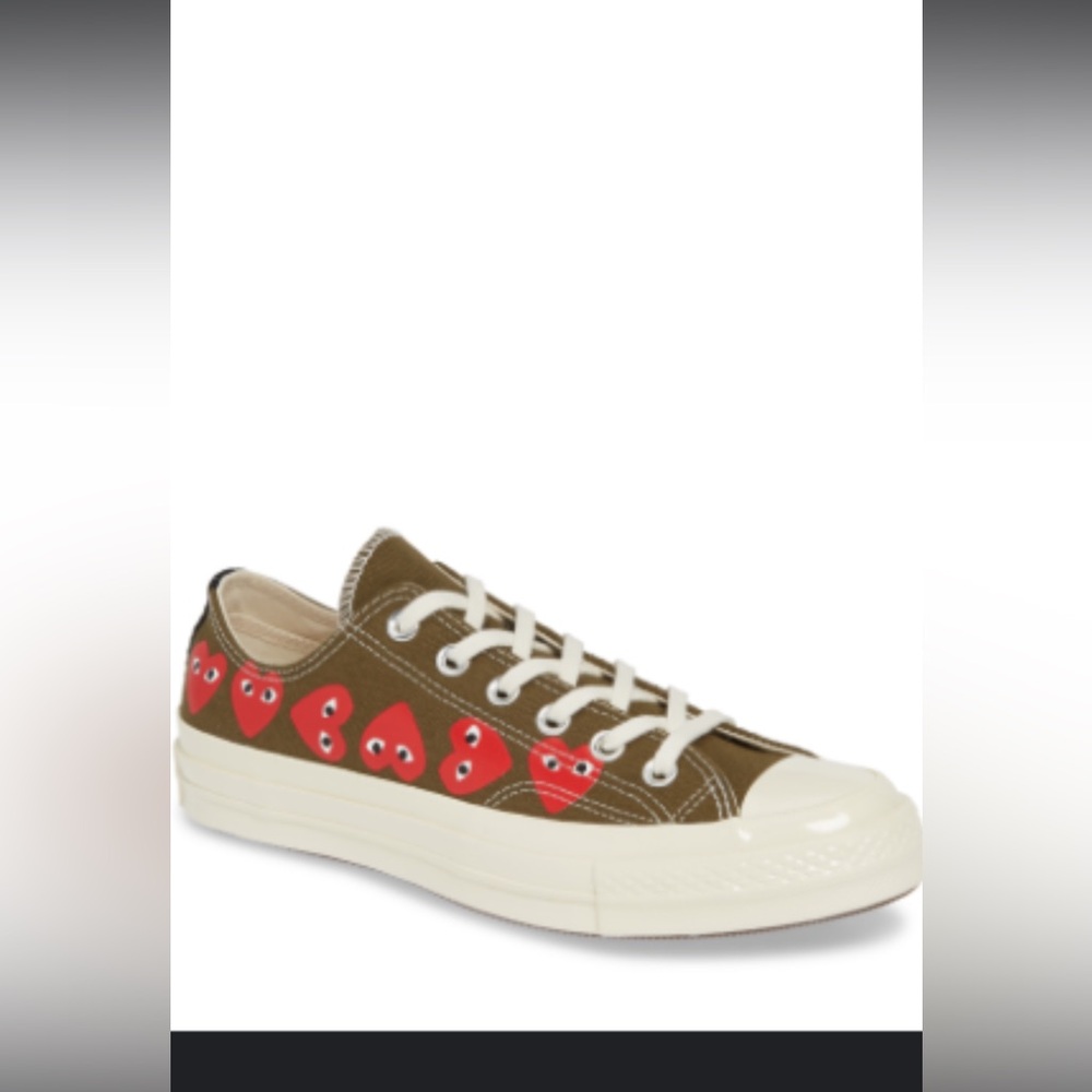 Comme des Garcons Play x Multi Heart Khaki Converse Chuck Taylor Low Top Sneaker